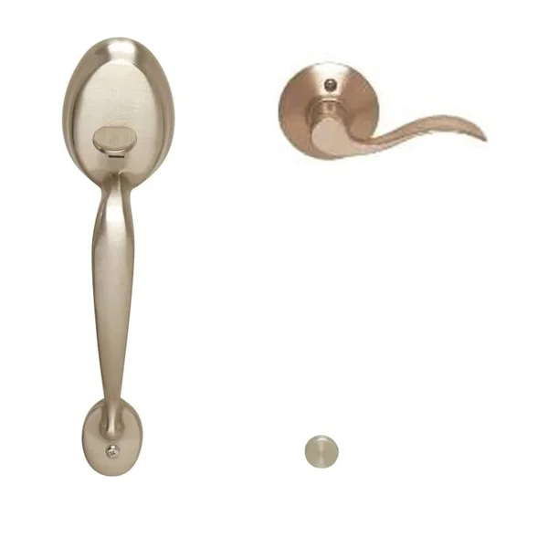 Schlage FE285PLY619ACCLH Satin Nickel Handle Only Left Handed Plymouth Keyed Entry Handleset with An Accent Lever from The Plymo