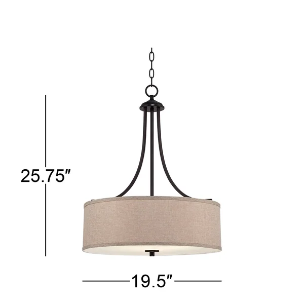 La Pointe 19 1/2x22 Wide Oatmeal Linen Shade Pendant Light