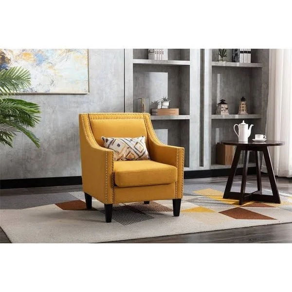Moda Accent Armchair Living Room Chair with Beige Linen