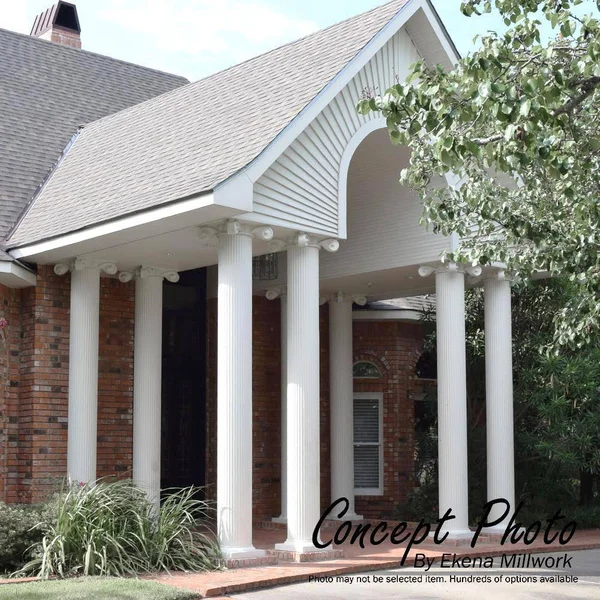 6x22 x 8& Endura-Aluminum Column - Round Shaft (Load-Bearing 20, 000 lbs), Non-Tapered, Fluted, Textured White Finish w/ Capital u