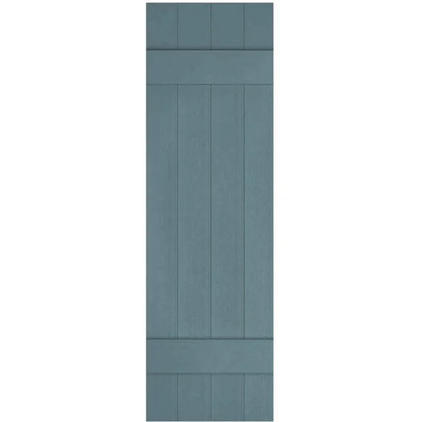 14 inchw x 48 inchh Lifetime Vinyl - Custom Four Board Joined (2 Batten), Board-n-Batten Shutters, w/Shutter-Loks (Per Pair), Wed