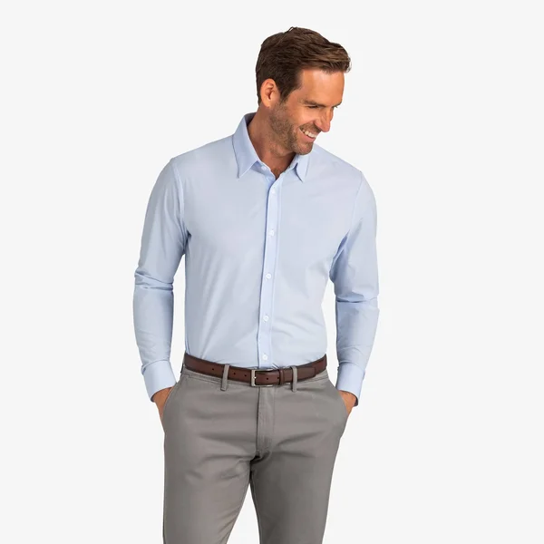 Mizzen+Main Nelson Dress Shirt - Solid Blue: Large: Standard