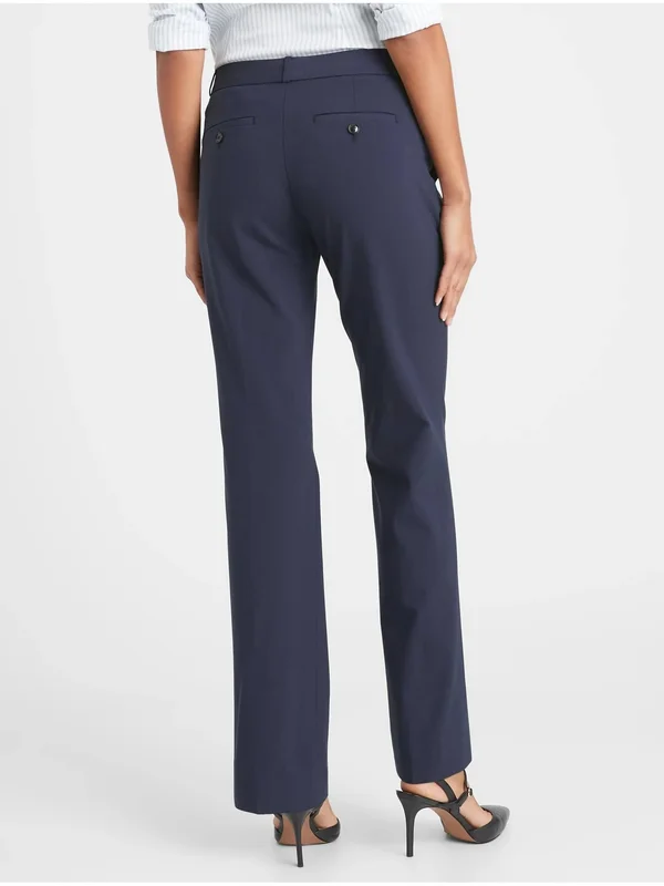 Banana Republic Women's Logan Trouser-Fit Washable Wool-Blend Pant Navy Size 6 Regular