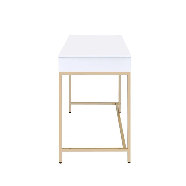 Moda Ottey Desk in White High Gloss & Gold