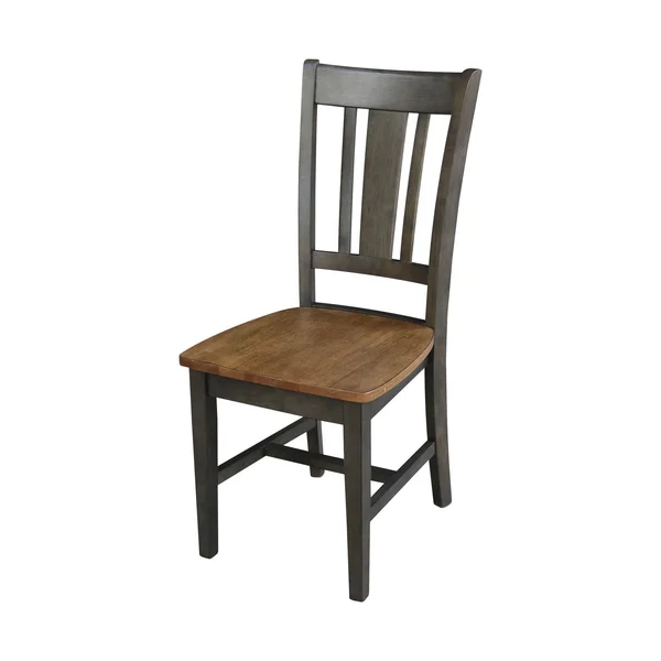 30x22 Round Top Pedestal Table with 2 San Remo Chairs - 3 Piece Set - Hickory/Washed Coal