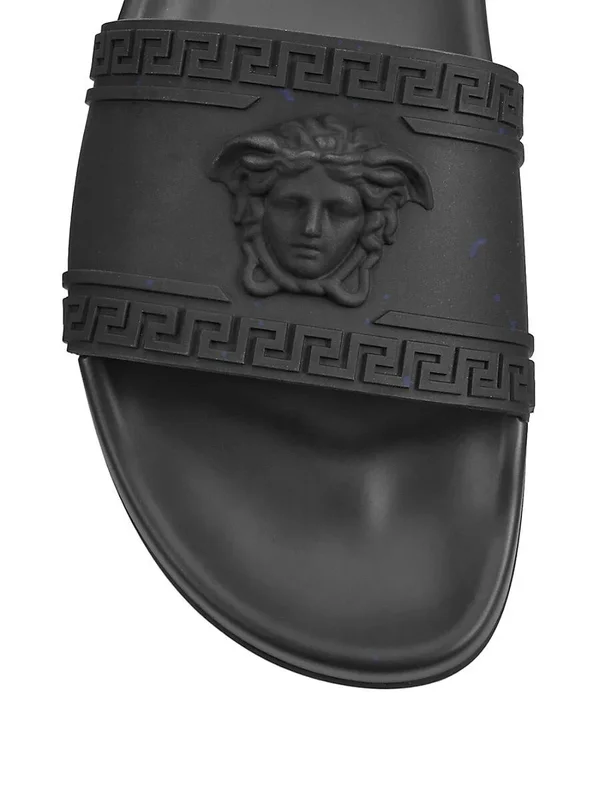 Versace Men's Medusa & Greek Key Shower Slide Sandals, Red, Men's, 10D