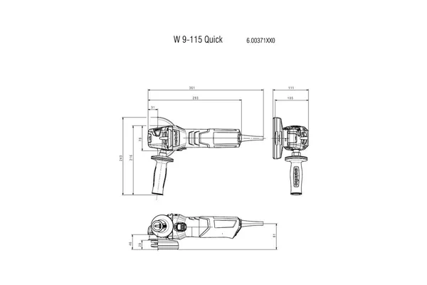 Metabo 4.5x22 Angle Grinder - 10, 500 RPM - 8.5 Amp w/Lock-on