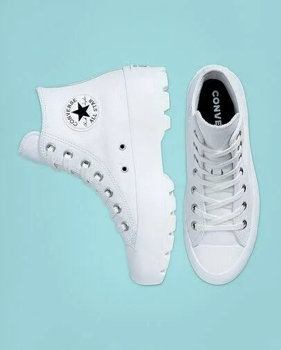 Converse White Leather Chuck Taylor All Star Lugged High Sneakers