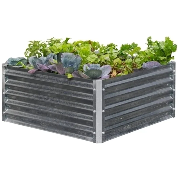 EarthMark High Galvanized Steel Raised Garden Bed, Silver