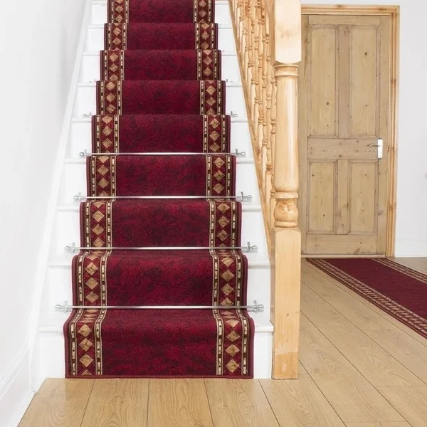 runrug USA Cheops Red Stair Carpet Runner Length: 21 foot, WIDTHS