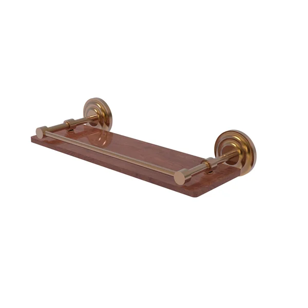 Allied Brass QN-1-16-GAL-IRW-BBR Que New Collection 16 in. Solid IPE Ironwood Shelf with Gallery RAIL - Brushed Bronze