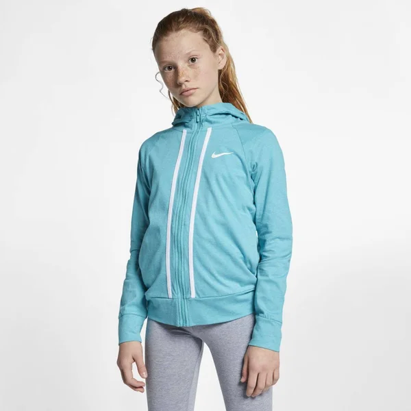 Nike Girls& Sportswear Jersey Full-Zip Hoodie, XS, Blue