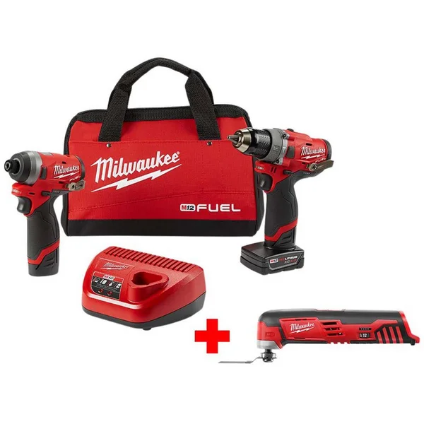 Milwaukee M12 Fuel 12-Volt Li-Ion Brushless Cordless Hammer Drill and Impact Driver Combo Kit (2-Tool)w/ M12 Multi-Tool