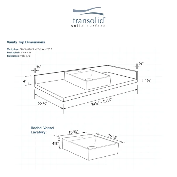 Transolid 30.5-in Sand Mountain Solid Surface Bathroom Vanity Top in Brown - VT30.5X22-1SV-94-1