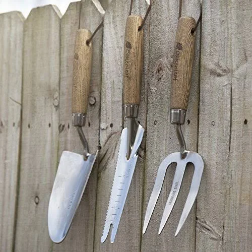 Oakenleaf 3 Piece Garden Tool Set Extra Large Stainless Steel with Timber Handles Trowel Fork and Multitool