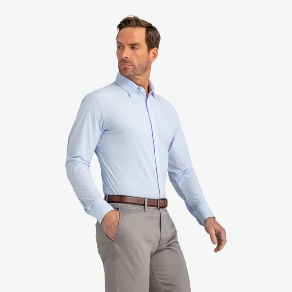 Mizzen+Main Nelson Dress Shirt - Solid Blue: Large: Standard