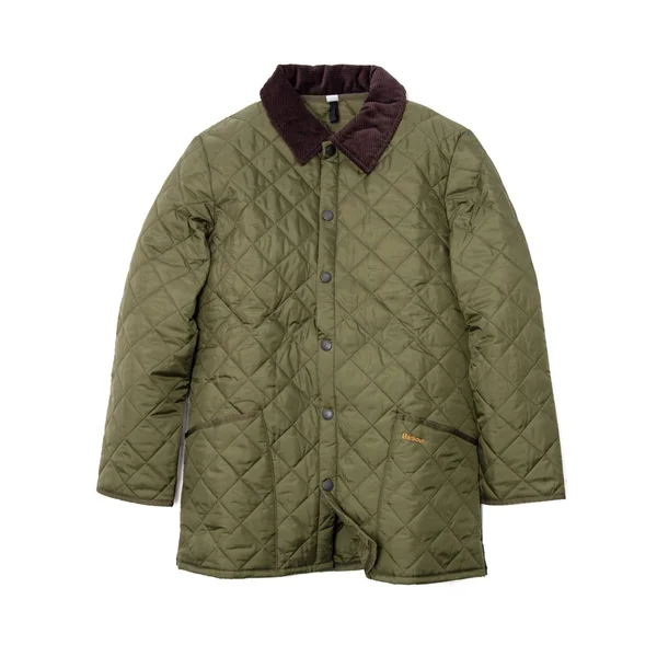 Barbour Liddesdale Mens Jacket Corduroy Plaid Quilted Coat Olive - Xl