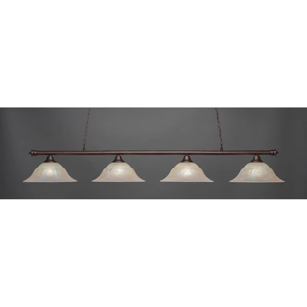 Toltec Lighting-374-BRZ-53613-Oxford - Four Light Bronze Billiard Bronze Finish with Amber Marble Glass