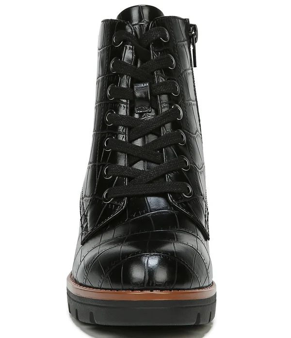 Naturalizer Madalynn Lug Sole Booties - Black Crocco
