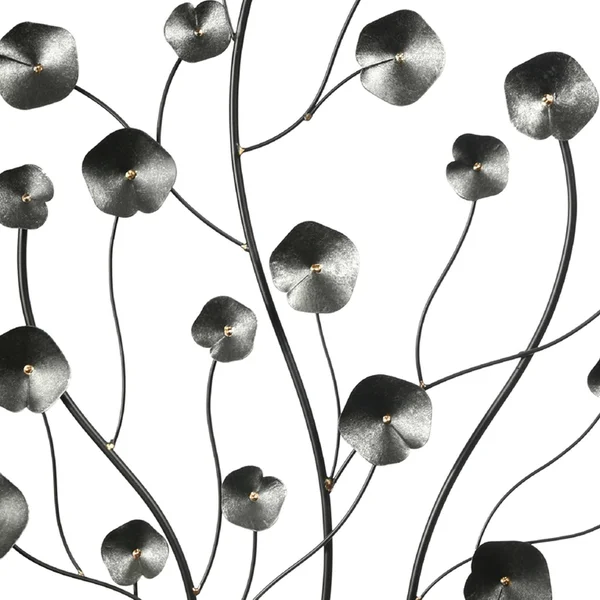 Benjara BM210048 Round Metal Plant Decor on Rectangular Stand Black