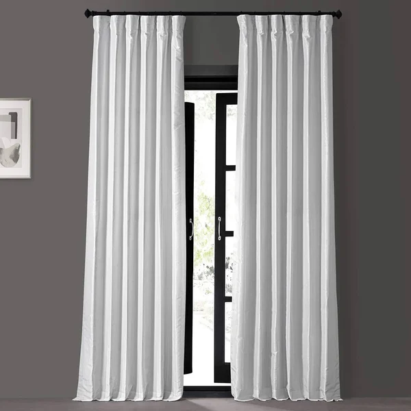 Ice Blackout Vintage Textured Faux Dupioni Curtain, Half Price Drapes