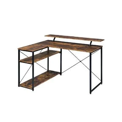 Drebo L-Shape Desk Inbox Zero Color (Top/Frame): Weathered Oak/Black