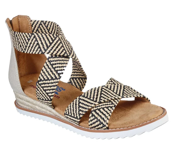 Skechers Women's Bobs Desert Kiss - Summer Sun Sandals, Natural, Black, 7.0