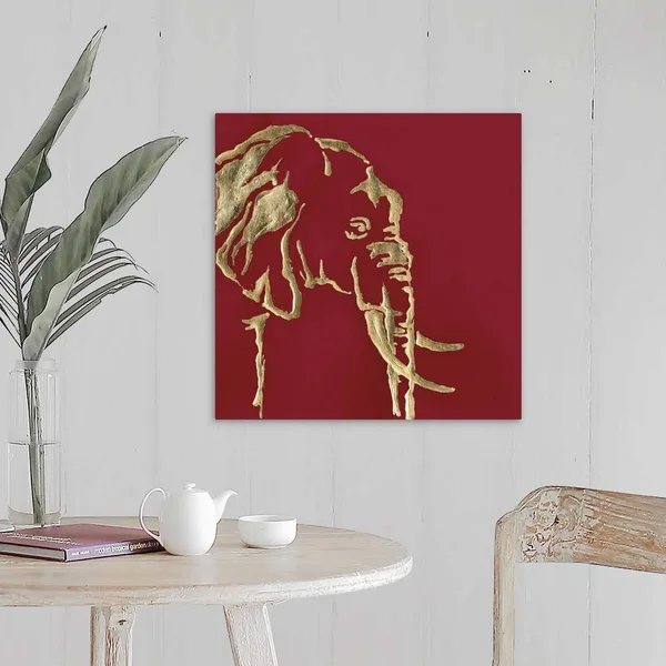 Gilded Elephant on Red, Canvas Wall Art, 20x20, Great Big Canvas