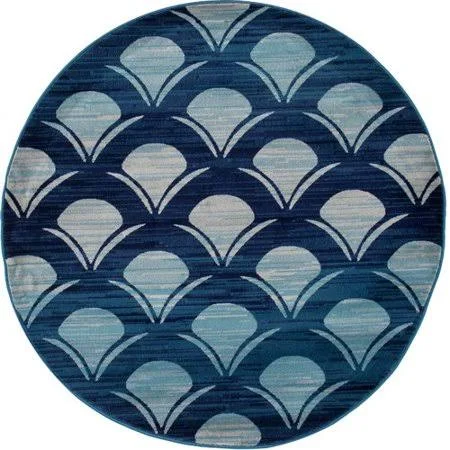Highland Dunes Ceasar Waves Navy Indoor/Outdoor Area Rug, Size: 5'3 x 7'7, Blue