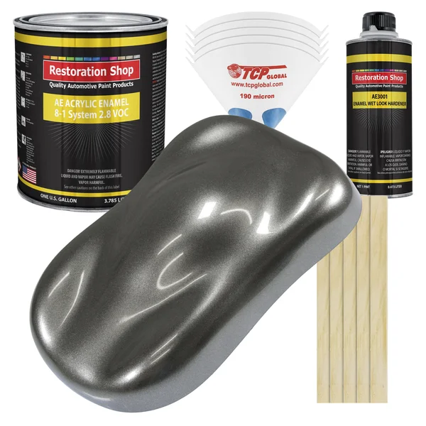 Charcoal Gray Firemist Acrylic Enamel Single Stage Car Auto Paint Gallon Kit - Restoration Shop