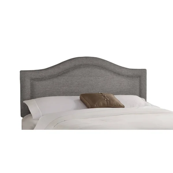 Nail Head Trim Upholstered Headboard, Size: California King, Grey