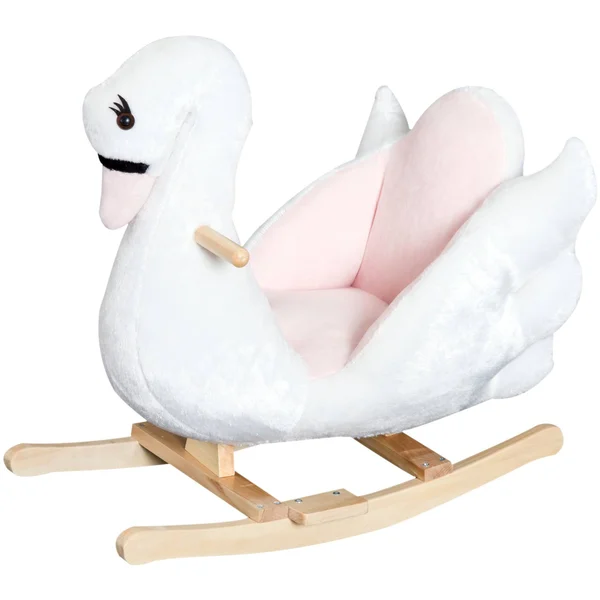 Qaba Plush Kids Ride on Rocking Horse Swan Style Toy