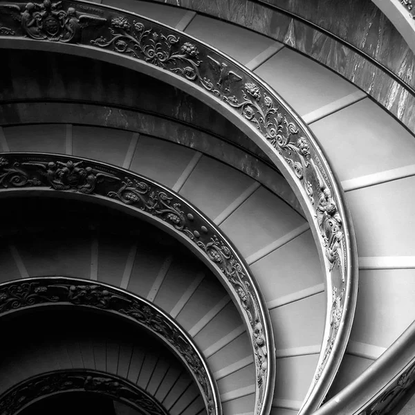 Easy Art Prints PhotoINC Studio's 'Spiral Staircase NO. 1' Premium Canvas Art - 12 x 12 - Modern Black Frame