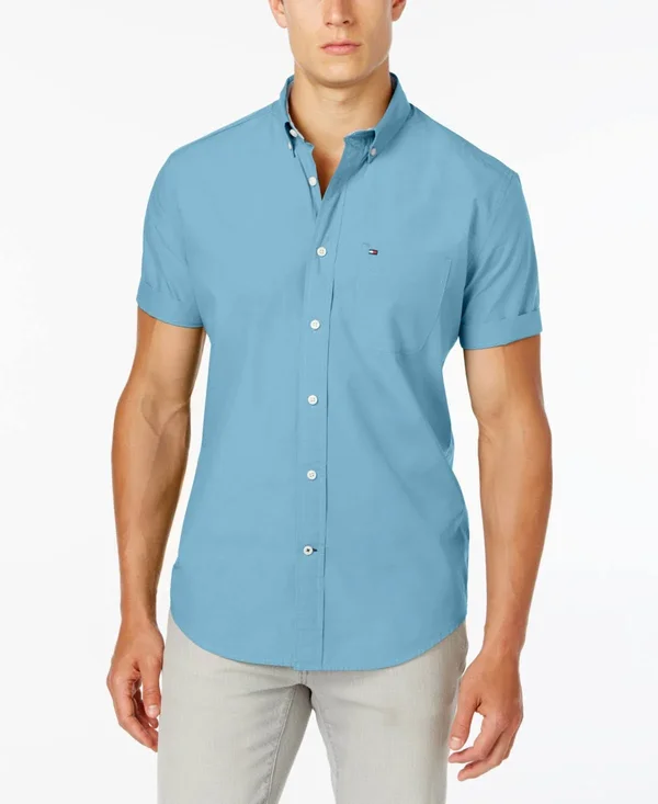Tommy Hilfiger Mens Big & Tall Maxwell Pocket Button-Down Shirt (Blue - 2XL)