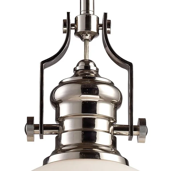 Elk Lighting 66525-1 Chadwick 1 Light Pendant in Gloss White/Satin Nickel