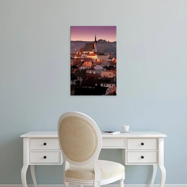 Easy Art Prints Walter Bibikow's 'Town View' Premium Canvas Art - 36 x 24 - Brazilian Barnwood Frame