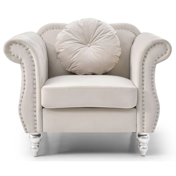 Glory Furniture Hollywood Velvet Chair in Dark Gray
