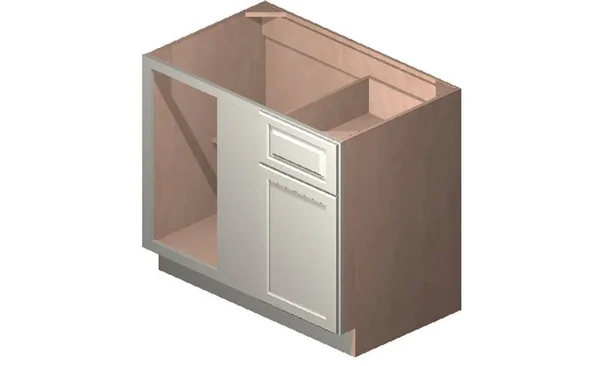 Wilora Hawthorne Shaker Antique White 39x22 x 34.5x22 x 24x22 Blind-Corner 1 DOOR - 1 Drawer, 1 Shelf Base Cabinet, High-Density