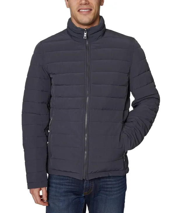Nautica Men's Reversible Stretch Quilted Jacket - Heather Grey