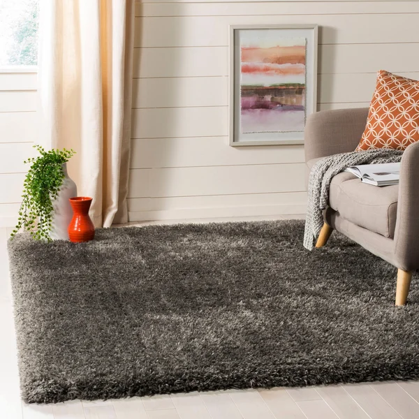 Safavieh Flokati Shag FLK950H 2&0x22 x 8&0x22 Runner Charcoal Area Rug