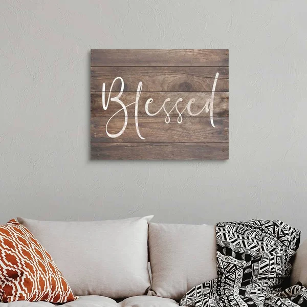 Family Quotes - Blessed Wood, Canvas Wall Art, 30x24, Great Big Canvas