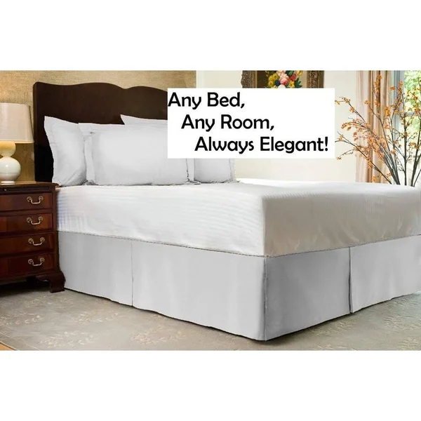 Harmony Lane Classic Tailored Bed Skirt with 18 Drop - King, Bone