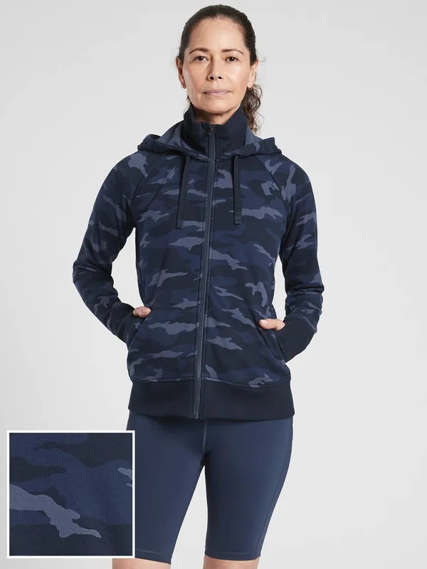 Athleta Women's Triumph Printed Hoodie Navy Camo Plus Size 3X