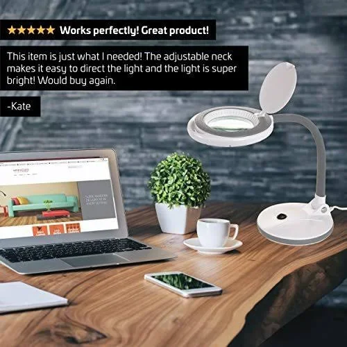 Newhouse Lighting LED Magnifying Table Top Lamp - 3X Magnifier, Lighted Magnify