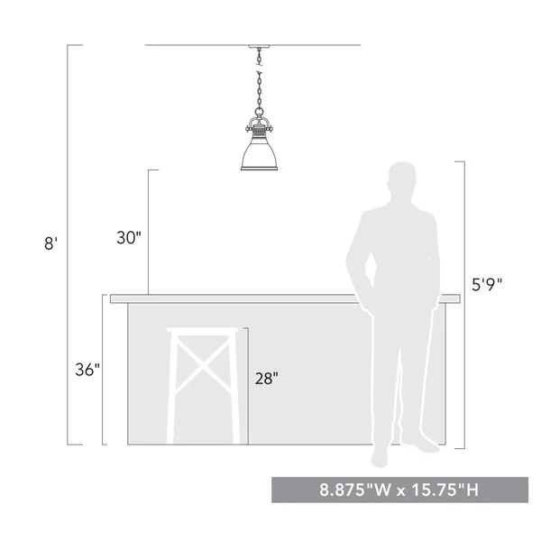 Golden Lighting 3602-S AB-BLK Duncan Small Pendant Light with Chain & Matte Black Shade Aged Brass