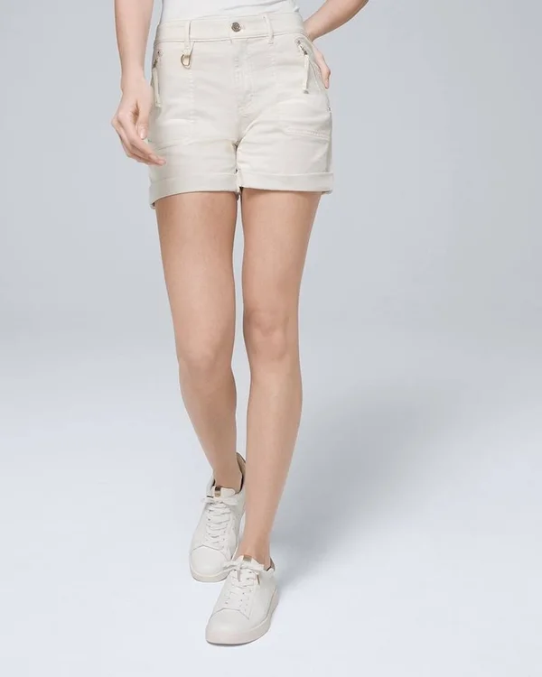 Women's Mid-Rise Pret-A-Play Shorts - Tan/Oat, Size 6 by White House Black Market