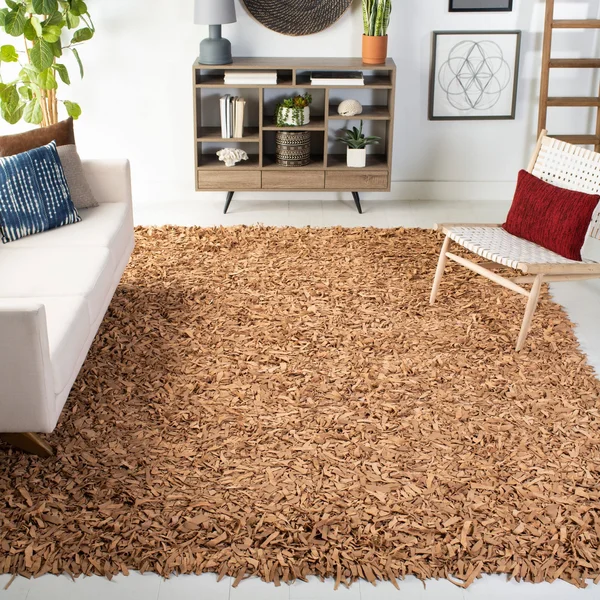 Safavieh Leather Shag Light Gold 6 ft. x 9 ft. Area Rug