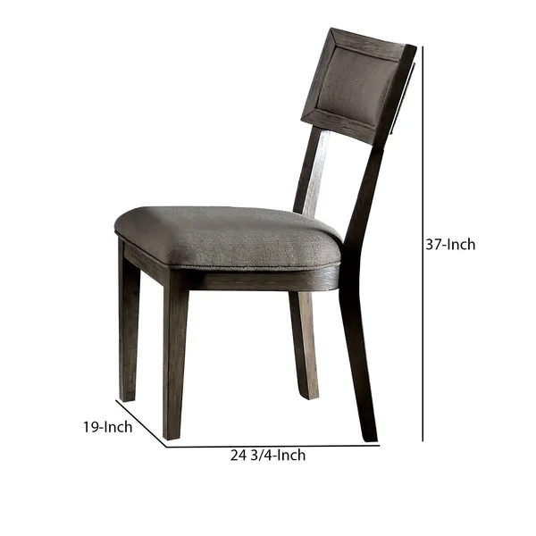 Fabric Upholstered Wooden Side Chair with Paneled BACK - Set of 2, Gray
