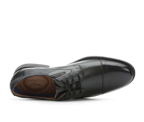 Clarks Mens Whiddon Cap Black Leather Size 14