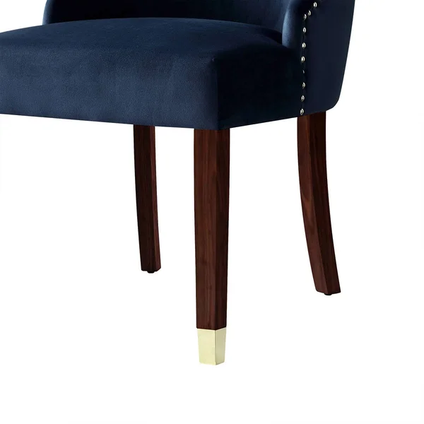 Inspired Home Cora Navy/Gold Velvet Metal Tip Leg Dining Chair (Set of 2)